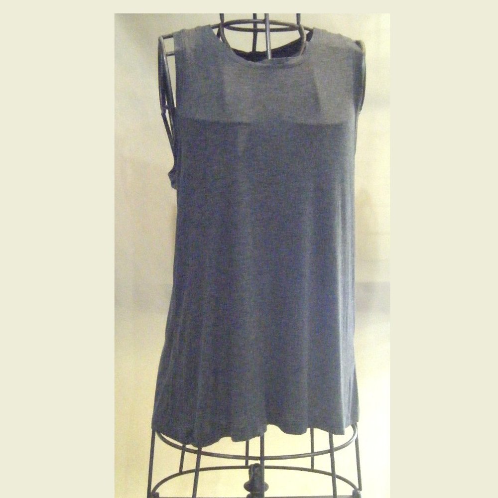 Dark Gray Halogen Thin Knit Sleeveless Top Cutout Back